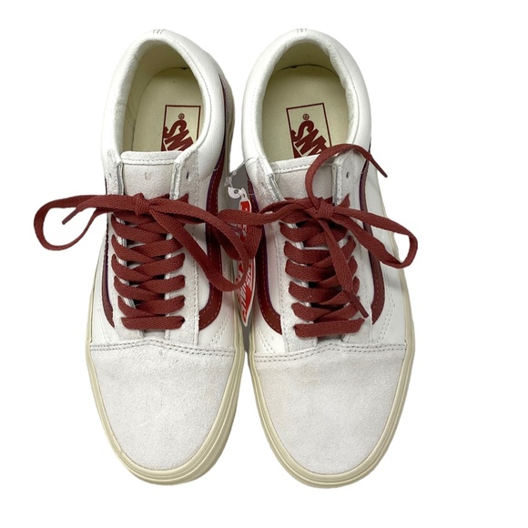 VANS Old Skool Shoes Low Suede Leather Red White Women's Size Skate VN0A4BW2R2S - Picture 6 of 9